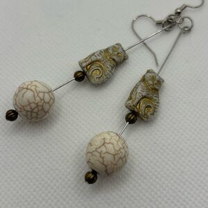 Cat and Bead Dangle Earrings